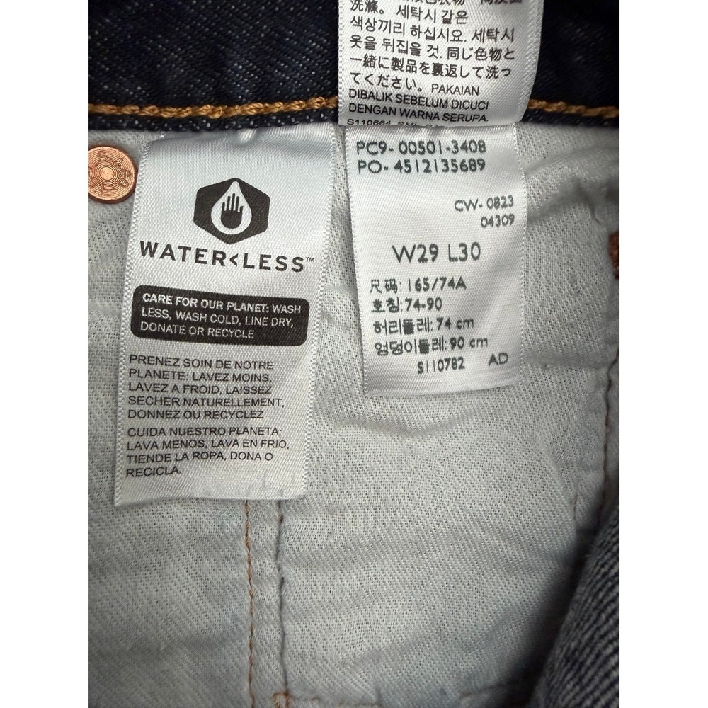 Levi's 501 Original Button Fly Jeans Dark Wash Straight Leg W29 L30 Water Less - Picture 7 of 10